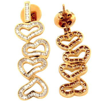 Valentines - Dangling Golden Hearts Earrings