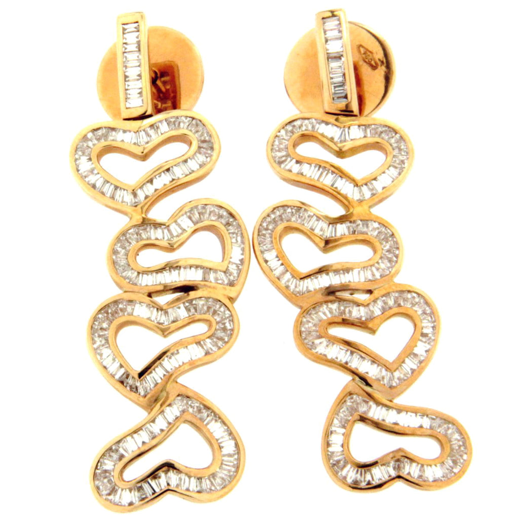 Valentines - Dangling Golden Hearts Earrings