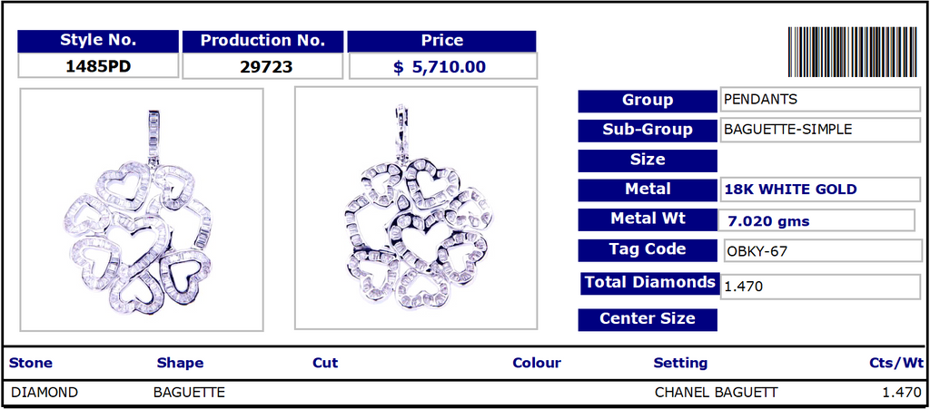 Valentines - Baguette Hearts Pendant