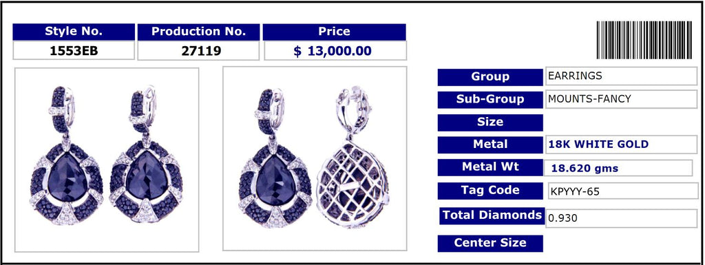 Black Diamond Drop Earring