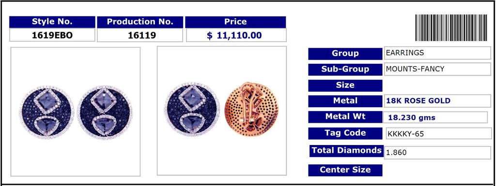 One of a Kind Black Diamond Fancy Earrings