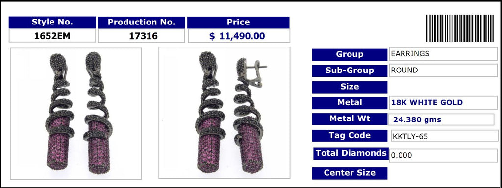 One of a Kind Black Diamond and Pink Sapphire Earrings