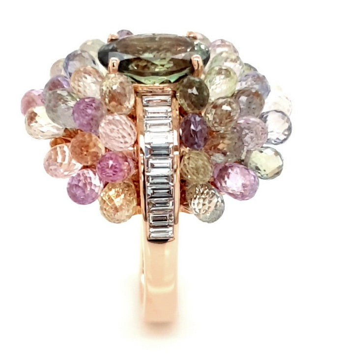 Multi-Color Briolette Sapphire Ring