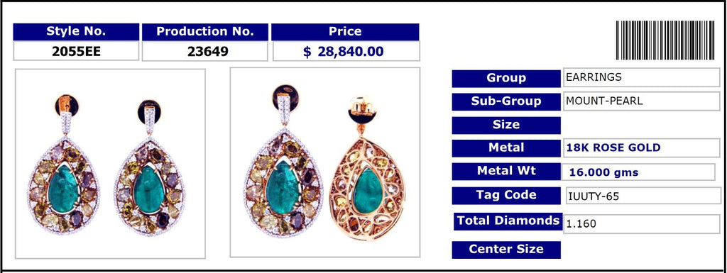 One of a Kind Pear Emerald Earrings