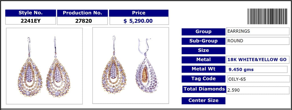 White & Yellow Diamond Party Earrings