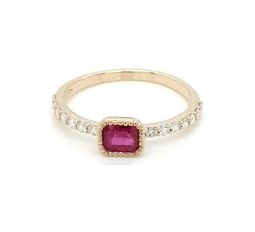 Ruby with Diamond Studded Band