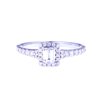 Haloed Octagon Diamond Ring