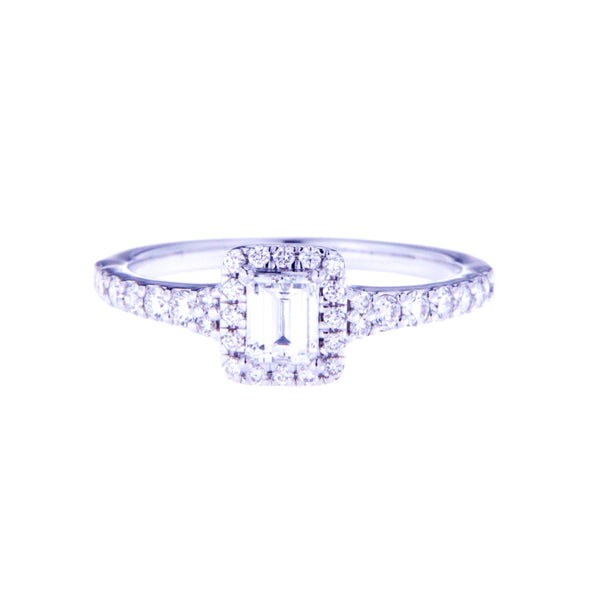 Haloed Octagon Diamond Ring