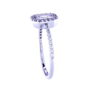Haloed Elongated Diamond Ring