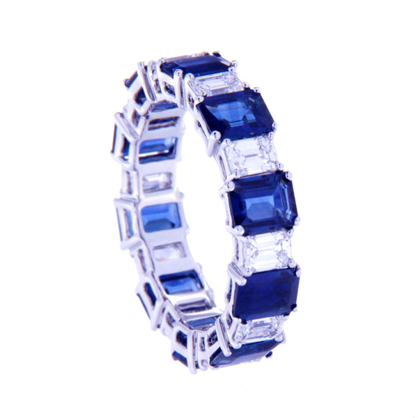 Alternating Diamond and Sapphire Band
