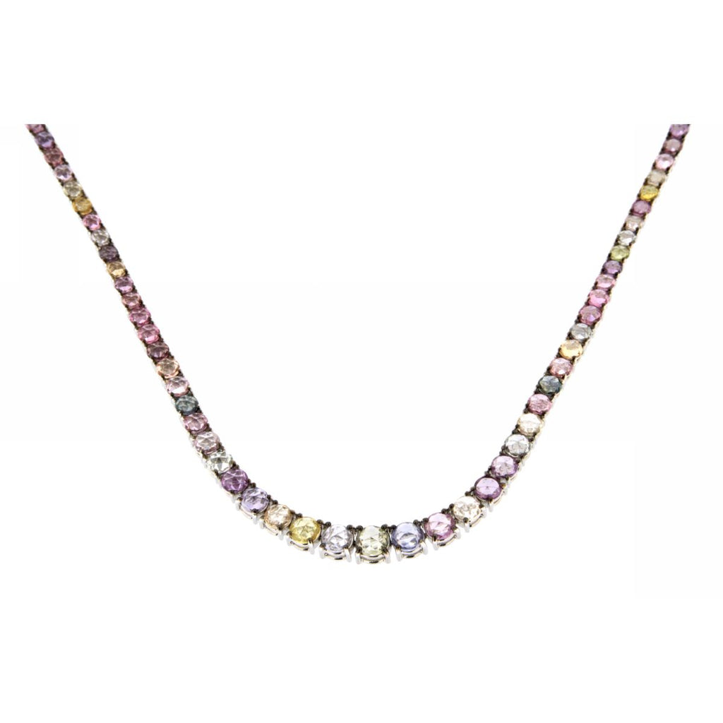 MULTI SAPPHIRE TENNIS NECKLACE