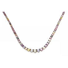 MULTI SAPPHIRE TENNIS NECKLACE