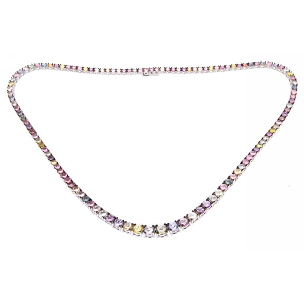 MULTI SAPPHIRE TENNIS NECKLACE