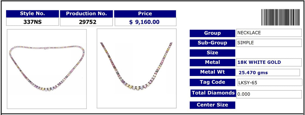 Multi-Colored Sapphire Tennis Necklace