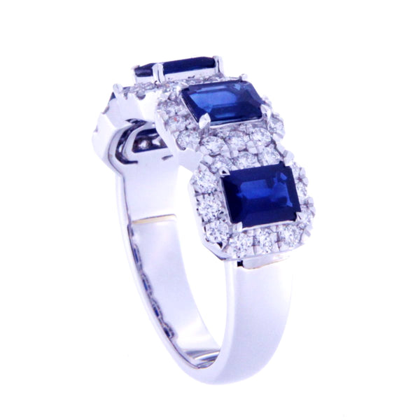 Haloed Sapphires Half Ring