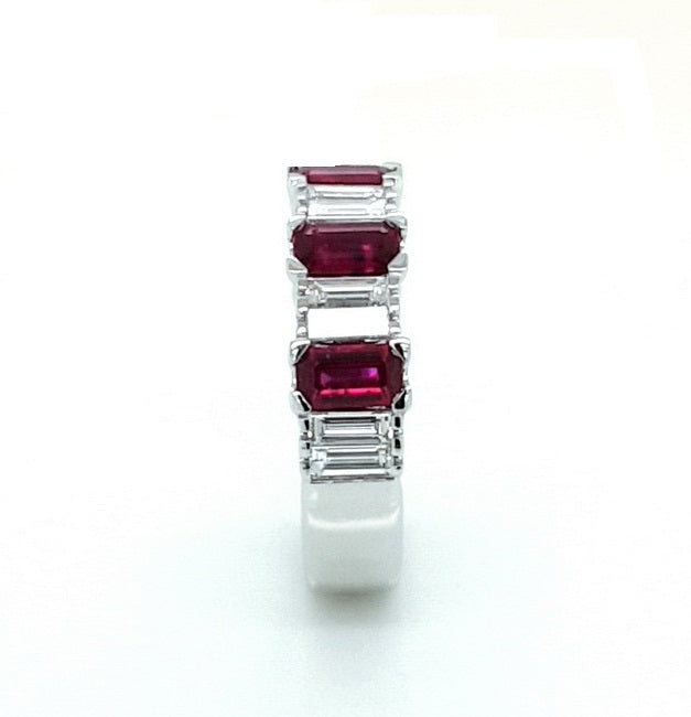 Valentines - Alternating Ruby and Diamond Half Band