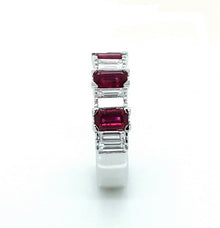 Valentines - Alternating Ruby and Diamond Half Band