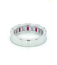 Valentines - Alternating Ruby and Diamond Half Band