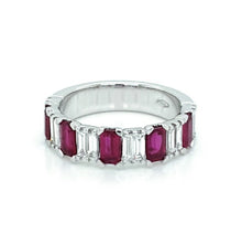 Valentines - Alternating Ruby and Diamond Half Band