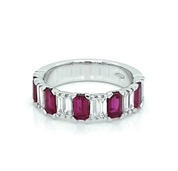 Valentines - Alternating Ruby and Diamond Half Band