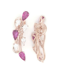 Pear Ruby and Diamond Earrings - Coral Collection
