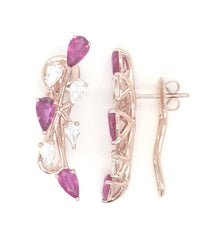 Pear Ruby and Diamond Earrings - Coral Collection