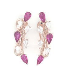 Pear Ruby and Diamond Earrings - Coral Collection