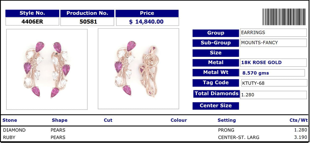 Pear Ruby and Diamond Earrings - Coral Collection