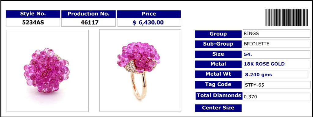 Dancing Pink Sapphire Briolette Ring