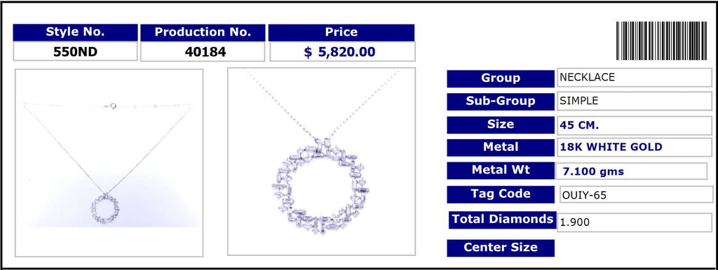 IZZY Baguette & Round Diamond Necklace 550ND40184