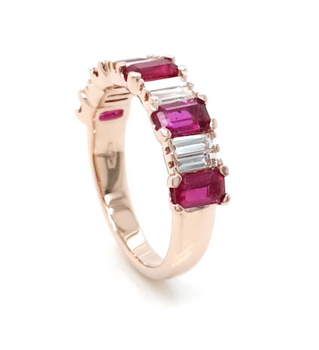 Alternating Ruby and Diamond Half Band