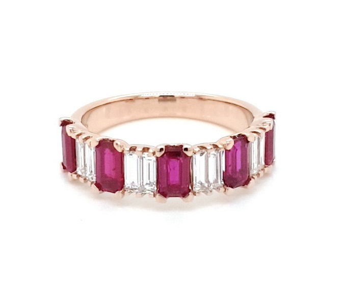 Alternating Ruby and Diamond Half Band