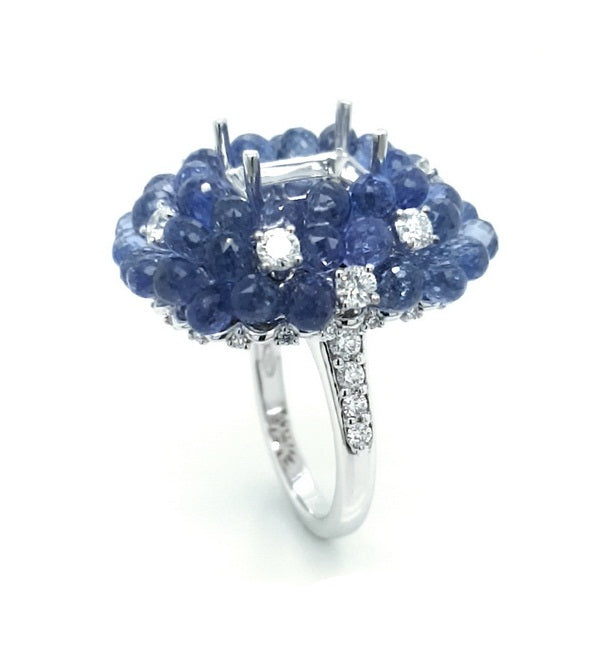 Semi-mount Blue Briolette Ring