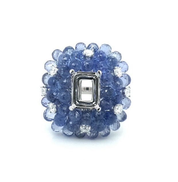 Semi-mount Blue Briolette Ring