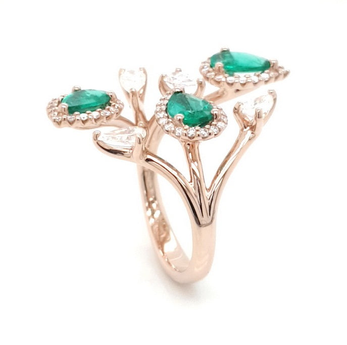 Dazzling Haloed Emeralds - Coral Collection
