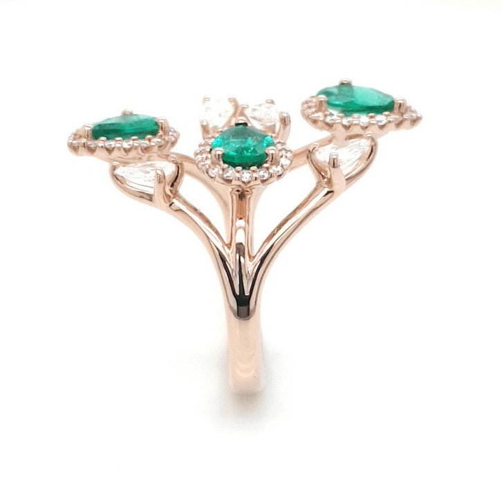 Dazzling Haloed Emeralds - Coral Collection