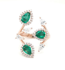 Dazzling Haloed Emeralds - Coral Collection