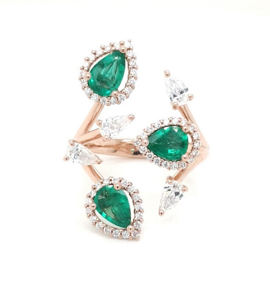 Dazzling Haloed Emeralds - Coral Collection