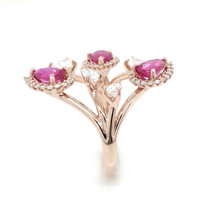 Dazzling Haloed Rubies - Coral Collection
