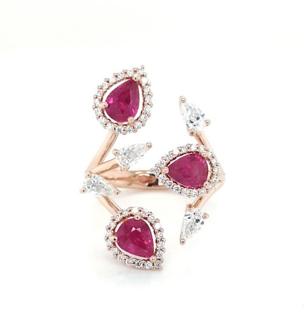 Dazzling Haloed Rubies - Coral Collection