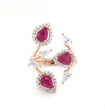 Dazzling Haloed Rubies - Coral Collection