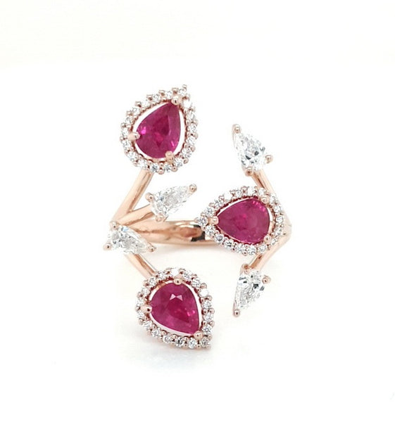 Dazzling Haloed Rubies - Coral Collection