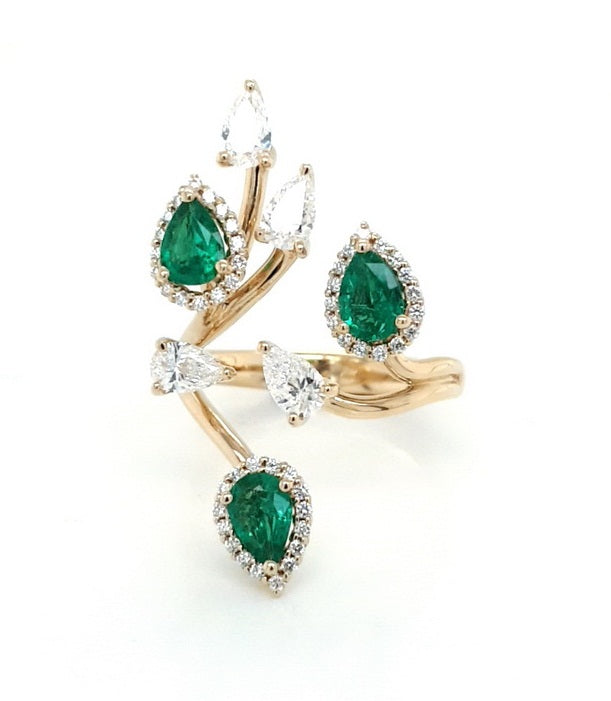 Forest Emerald Pear Ring - Coral Collection