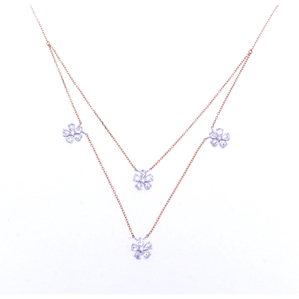 FLORAL DOUBLE STACK ROSE GOLD NECKLACE