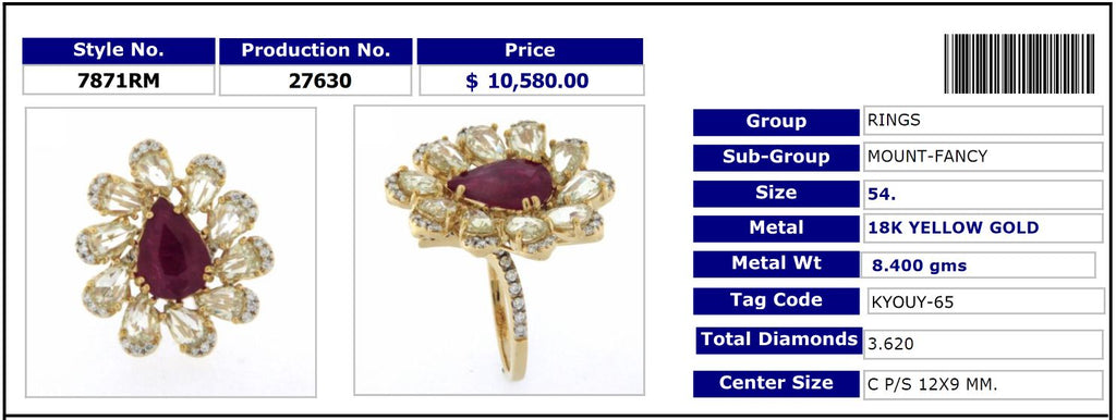 Floral Pear Ruby Ring