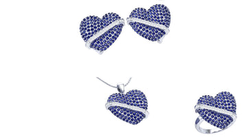 Heart-to-Heart Sapphire Stud Earrings