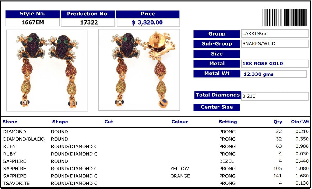 Frog Fantasy Earring 1667EM17322