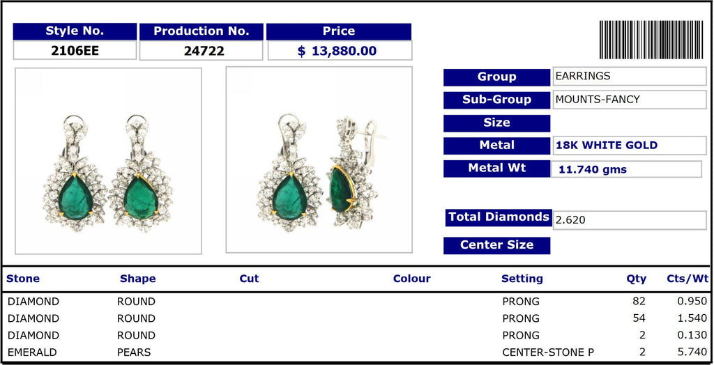 Exclussive Pear Emerald Earring 2106EE24722