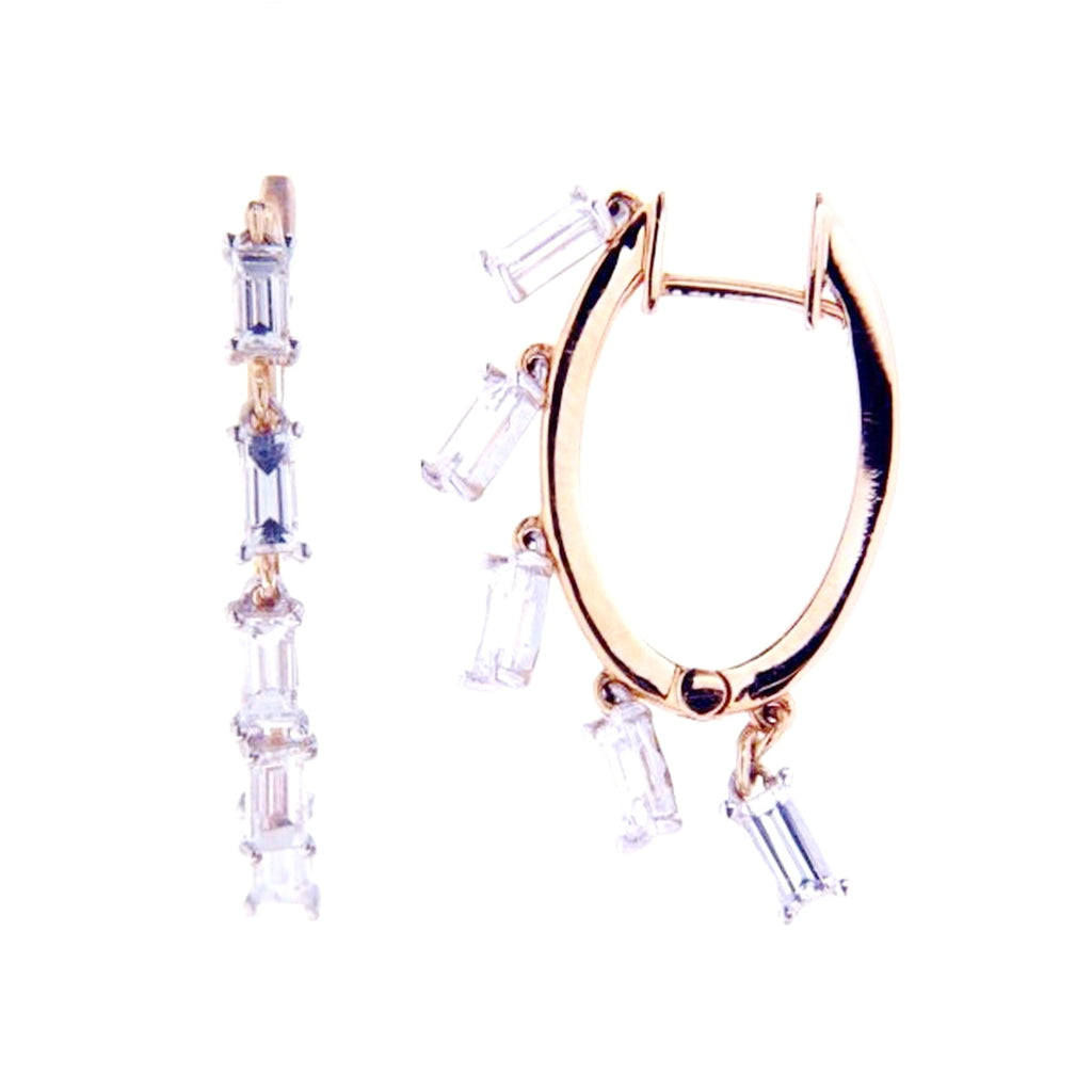 Dangling Diamond Baguette Hoops Earrings 2702ED33665