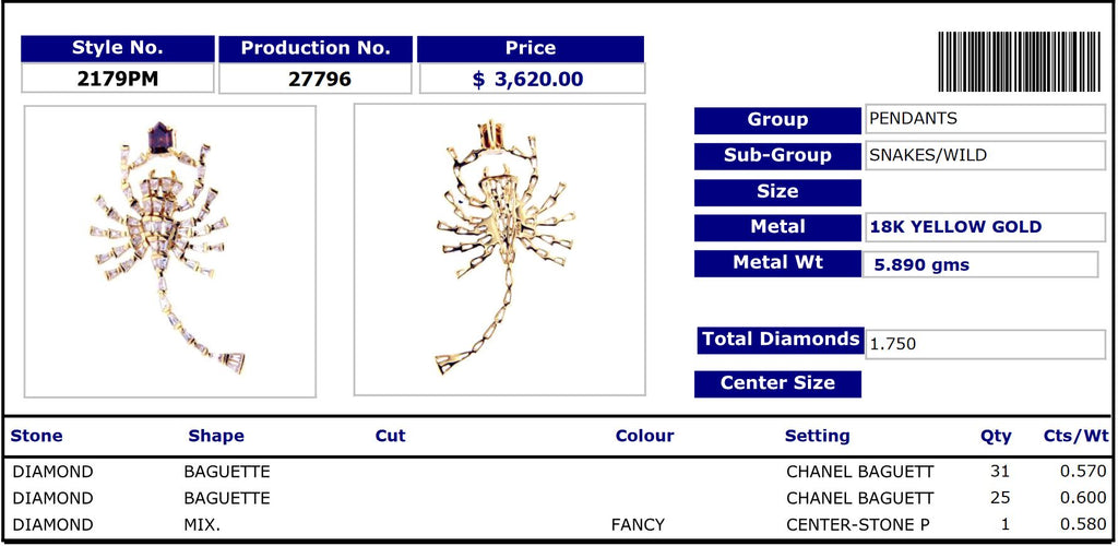 Wild Scorpion Fancy Yellow Diamond Pendant 2179PM27796